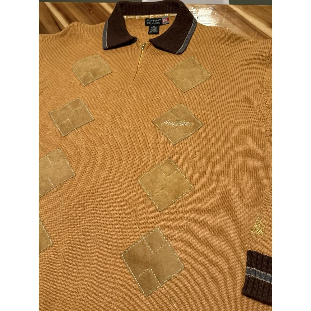 Johnny Blaze Sweater Vintage Mens 1/4 Zip 5 Star Pullover Lambswool XXL Patch‎